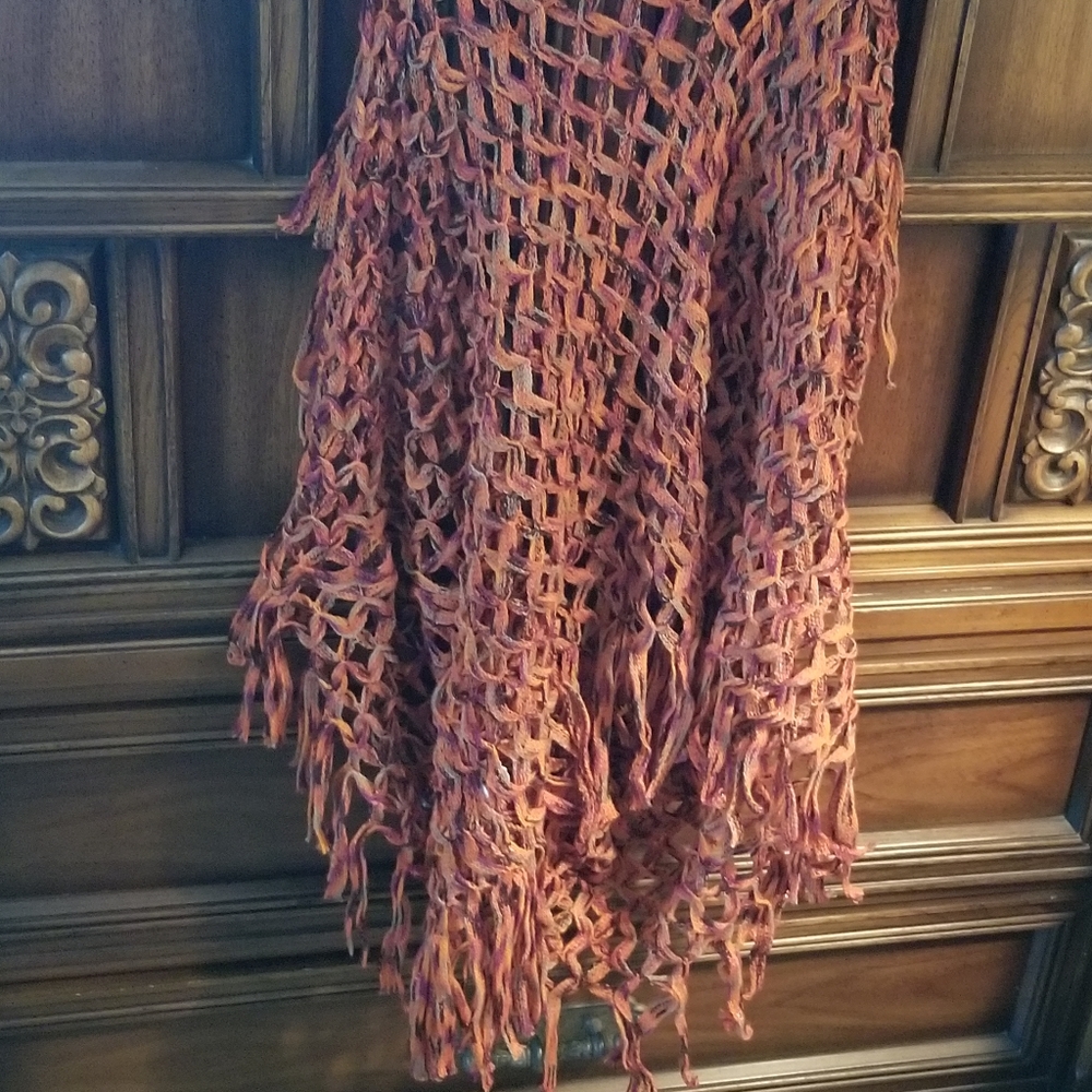 Fall Fishnet like scarf, burnt orange/mixed colors.